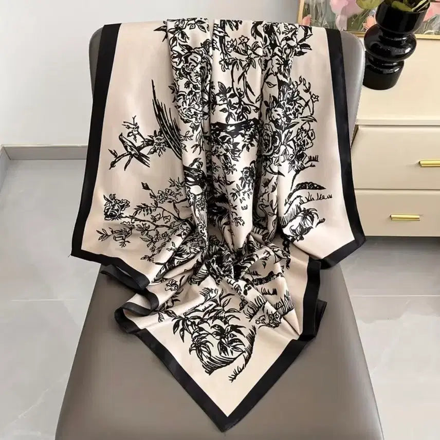 [BUNJANG] Floral Pattern Scarf / 플라워 패턴 스카프 (새상품)