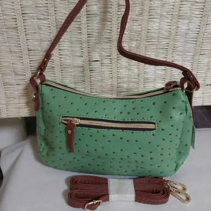 [BUNJANG] Ssamzie Green Ostrich Shoulder Bag / 새제품)쌈지 그린 오스트리치  숄더백 + 추가 스트랩
