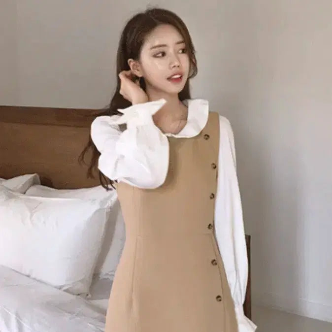 [BUNJANG] J.Elf Beige Rienne Long Dress / 제이엘프 베이지 리엔느 롱 원피스