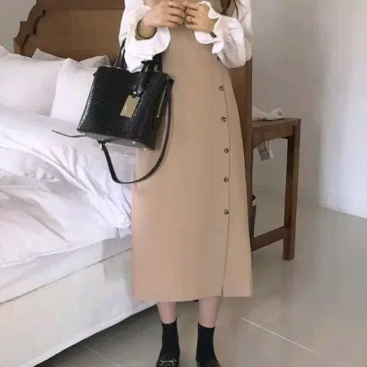 [BUNJANG] J.Elf Beige Rienne Long Dress / 제이엘프 베이지 리엔느 롱 원피스