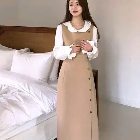 [BUNJANG] J.Elf Beige Rienne Long Dress / 제이엘프 베이지 리엔느 롱 원피스