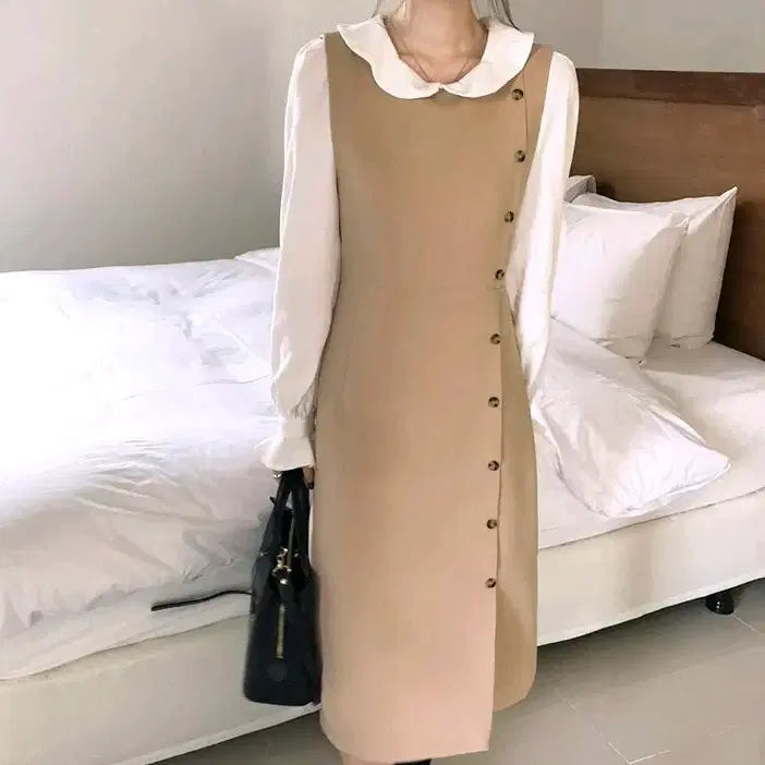 [BUNJANG] J.Elf Beige Rienne Long Dress / 제이엘프 베이지 리엔느 롱 원피스