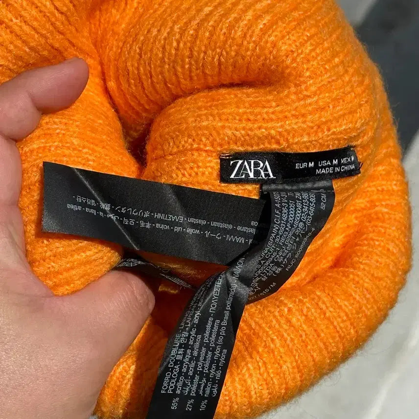 [BUNJANG] ZARA Orange Yellow Beanie Hat / [F] 자라 오렌지 옐로우 비니 모자
