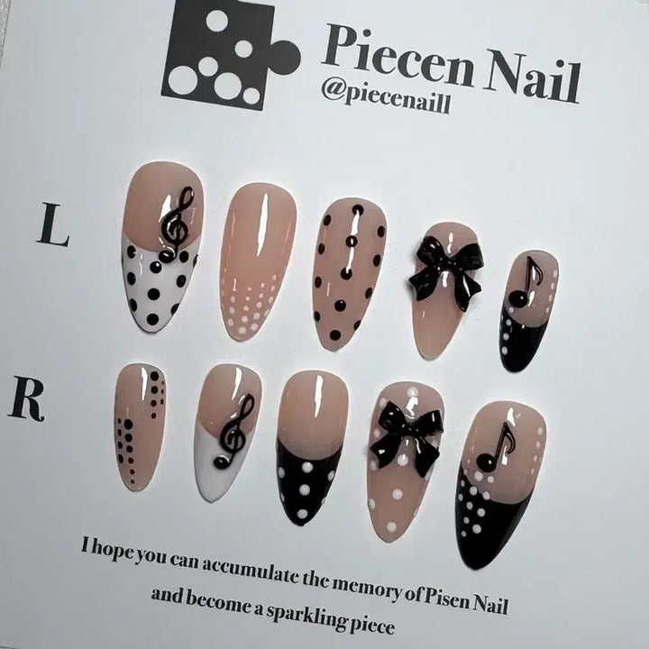[BUNJANG] Handmade Dot Musical Note Nail Tips / <번장 정리 할인> 도트 음표 수제 네일팁
