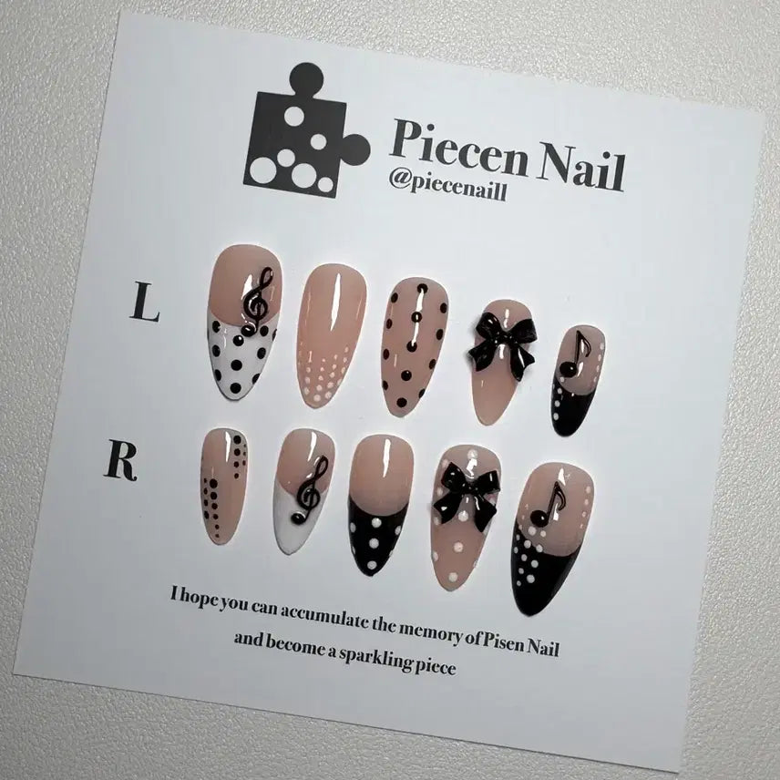 [BUNJANG] Handmade Dot Musical Note Nail Tips / <번장 정리 할인> 도트 음표 수제 네일팁