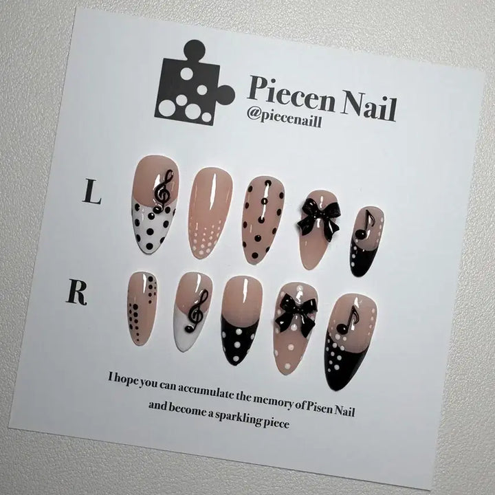 [BUNJANG] Handmade Dot Musical Note Nail Tips / <번장 정리 할인> 도트 음표 수제 네일팁