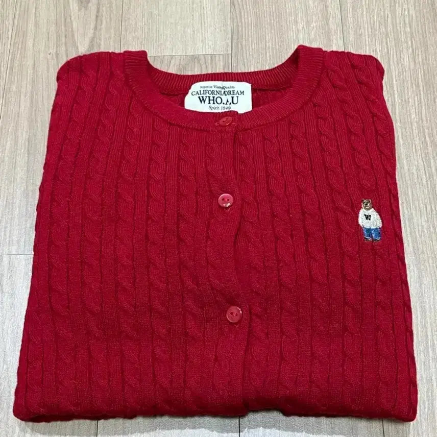 [BUNJANG] Who.A.U Cable Cardigan Red / 후아유 케이블 가디건 레드