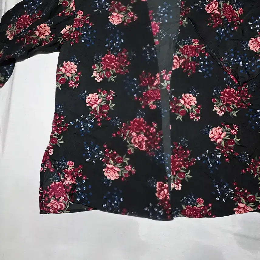 [BUNJANG] H&amp;M Divided Black Floral Kimono Cardigan / (새 상품)H&amp;M 디바이디드 블랙 플로럴 오픈형 기모노 가디건