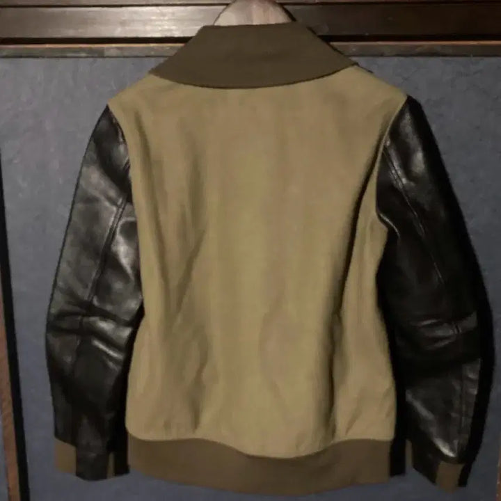 [BUNJANG] Lad Musician Leather Sleeve Wool Varsity Jacket / 라드 뮤지션 레더 슬리브 울 바시티 자켓