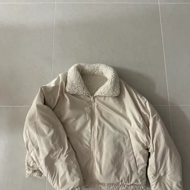 [BUNJANG] Wool Fleece Reversible Crop Padded Jacket / 양털 뽀글이 양면 크롭 패딩(판매완료)