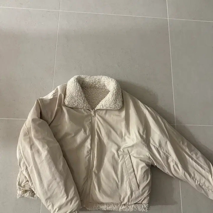 [BUNJANG] Wool Fleece Reversible Crop Padded Jacket / 양털 뽀글이 양면 크롭 패딩(판매완료)