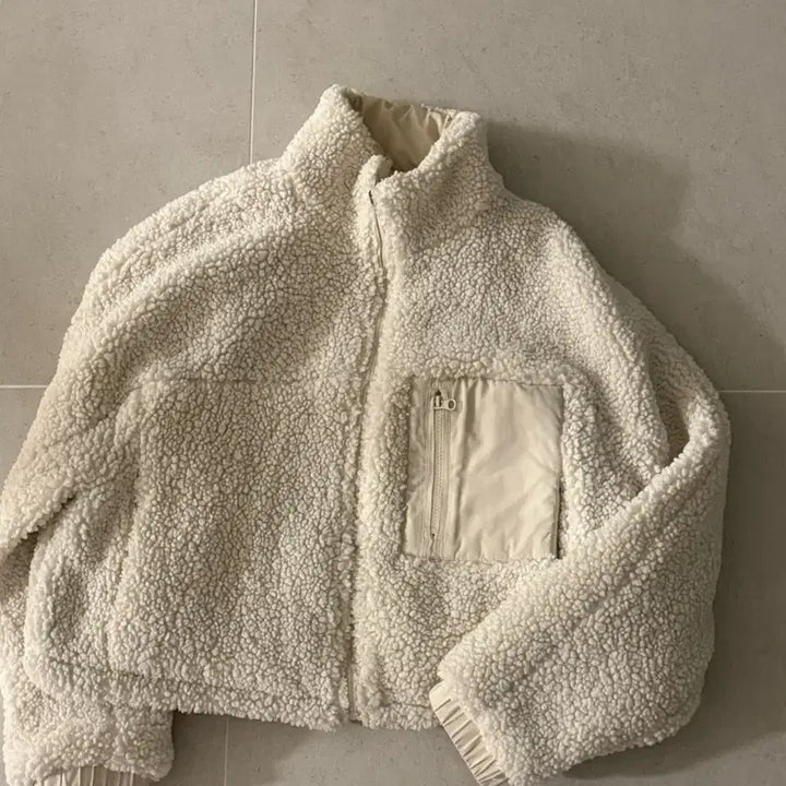 [BUNJANG] Wool Fleece Reversible Crop Padded Jacket / 양털 뽀글이 양면 크롭 패딩(판매완료)
