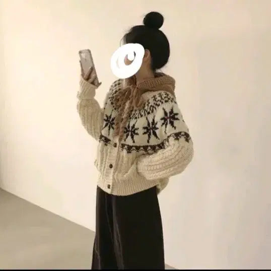 [BUNJANG] Nordic Pattern Cable Knit Cardigan / 노르딕 패턴 꽈배기 가디건