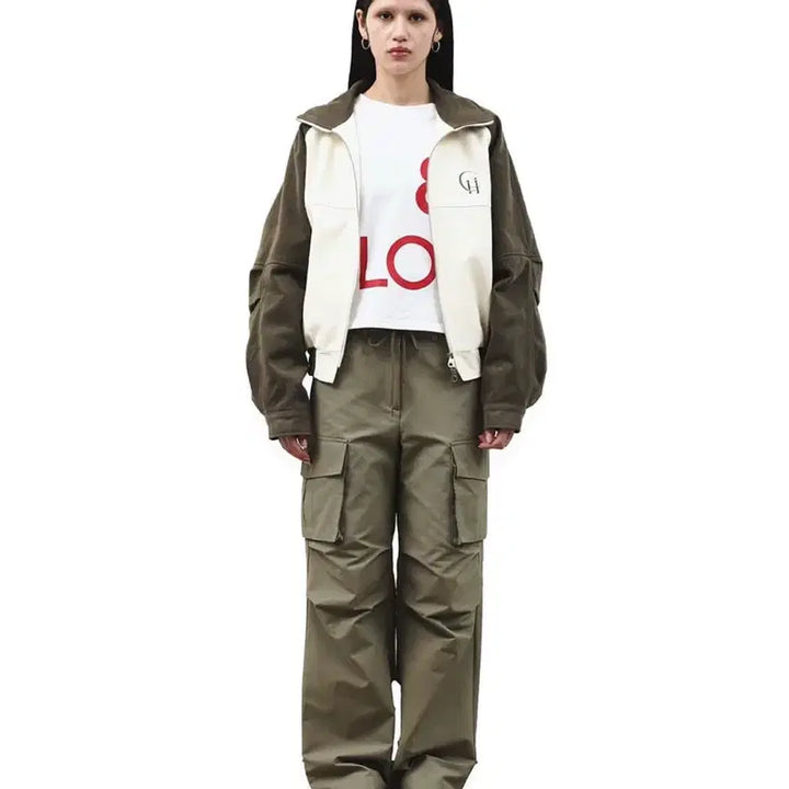 [BUNJANG] HIGHT CLUB Contrast Jacket Khaki / 하이키클럽 콘트라스트 자켓 카키 (투웨이)