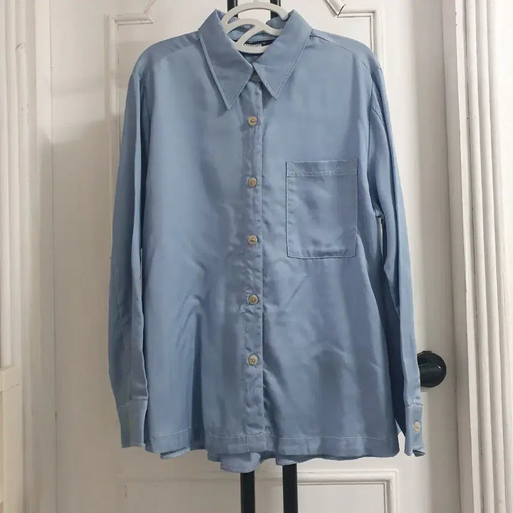 [BUNJANG] R Collection Sky Blue Tencel Shirt - Women&