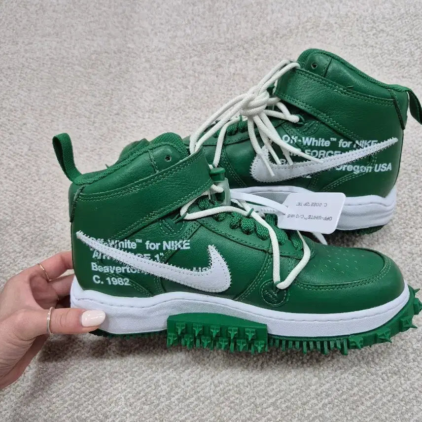 [BUNJANG] Nike Off-White Air Force 1 Mid Pine Green / 나이키 오프화이트 에어포스1 미드 파인그린