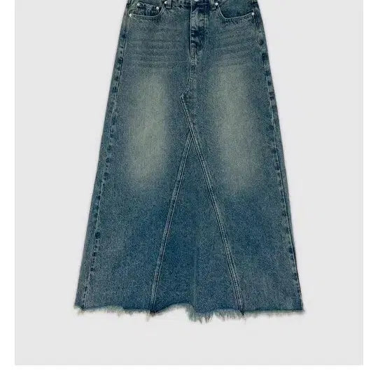 [BUNJANG] Dark Blue Denim Tassel Long Skirt / 진청 데님 테슬 롱 스커트
