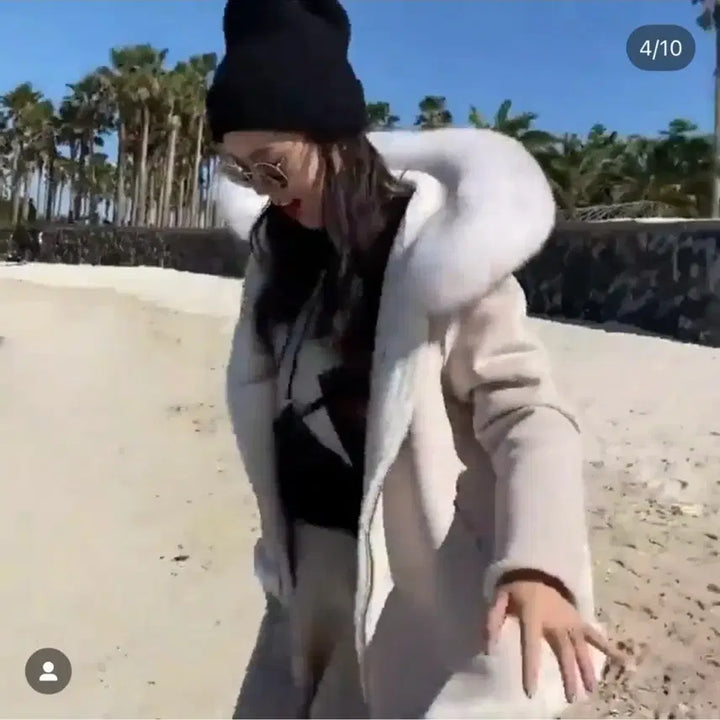 [BUNJANG] Fox Fur Ivory Mushtang Coat / 폭스퍼 무스탕