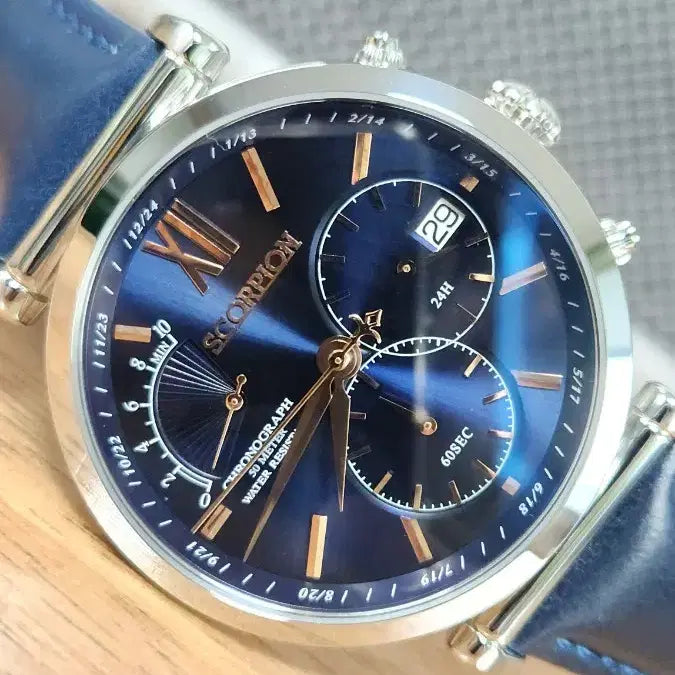 [BUNJANG] Scorpion Chronograph Leather Watch / # 스콜피온 크로노그래프 남성명품시계 D버클 가죽시계 급처