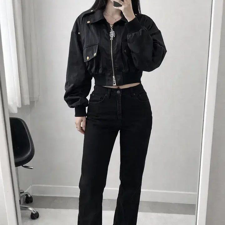[BUNJANG] Dream Architect Cropped Structured Jumper - Black / 드림아키텍트 크롭 구조 점퍼 블랙 / 하이패션 스트릿 무드