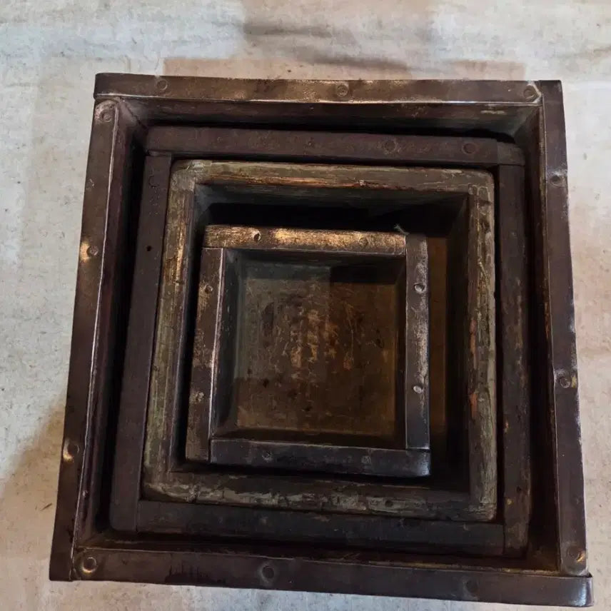 [BUNJANG] Antique Wooden Rice Measuring Box Set / 일제강점기 사이즈별 나무 됫박 4점
