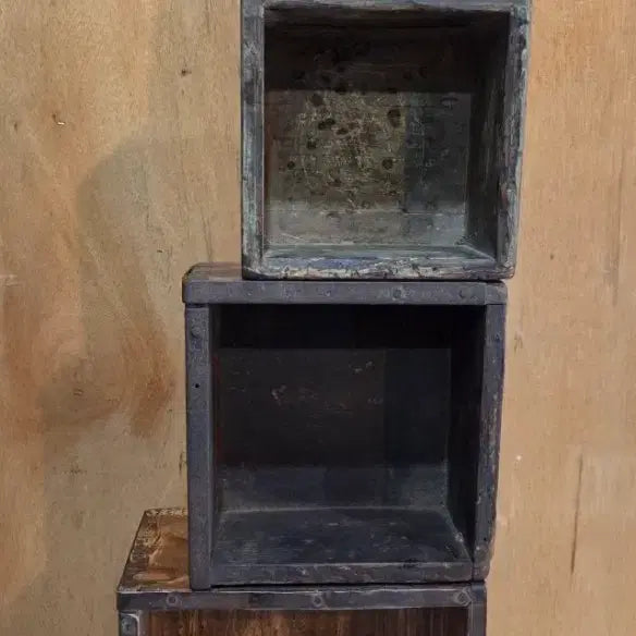 [BUNJANG] Antique Wooden Rice Measuring Box Set / 일제강점기 사이즈별 나무 됫박 4점