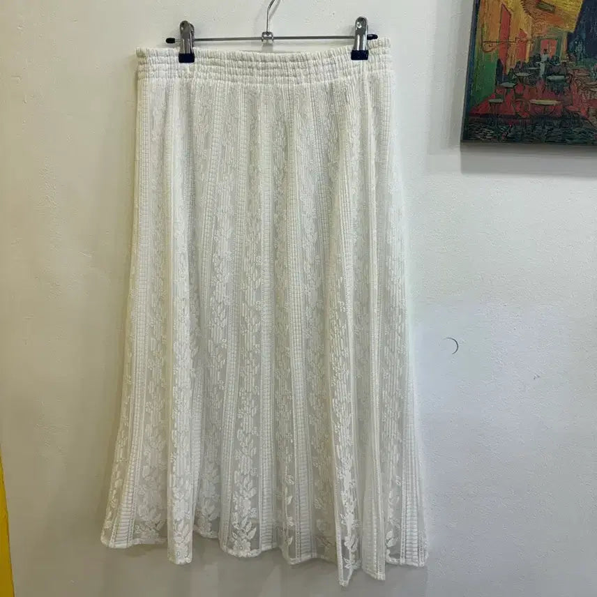 [BUNJANG] Lace Banding Flare Long Skirt / 레이스 밴딩 스커트 /플레어 롱스커트 /데이트룩 감성룩 꾸안꾸룩/JPN
