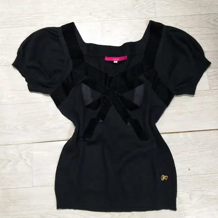 [BUNJANG] Vintage Ribbon Short Sleeve Knit / 빈티지 리본 반팔 니트