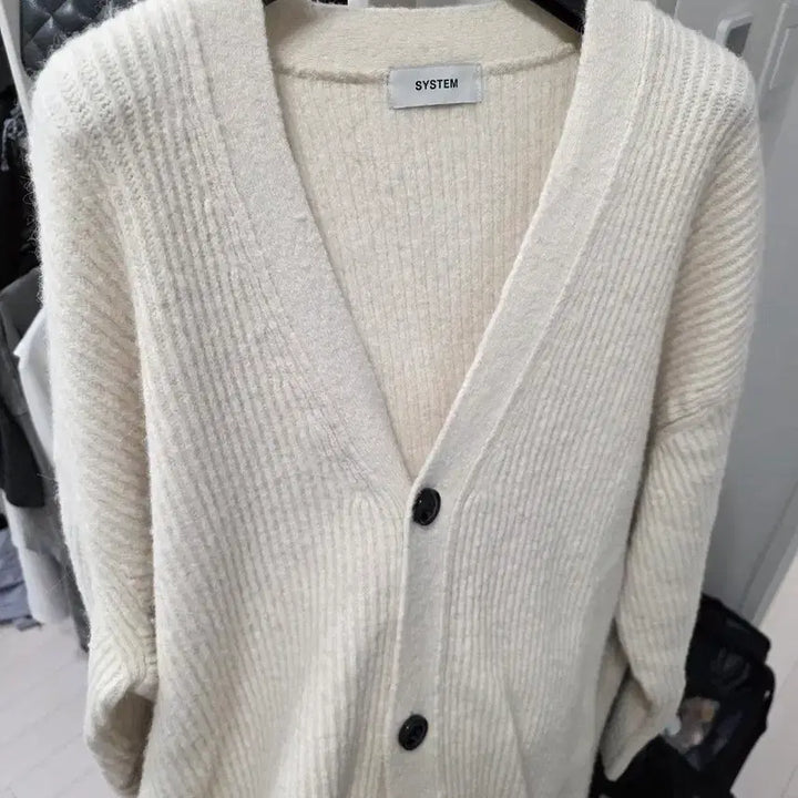 [BUNJANG] SYSTEM Oversized Cardigan - White - Size 100 / 시스템 오버핏 가디건 100사이즈