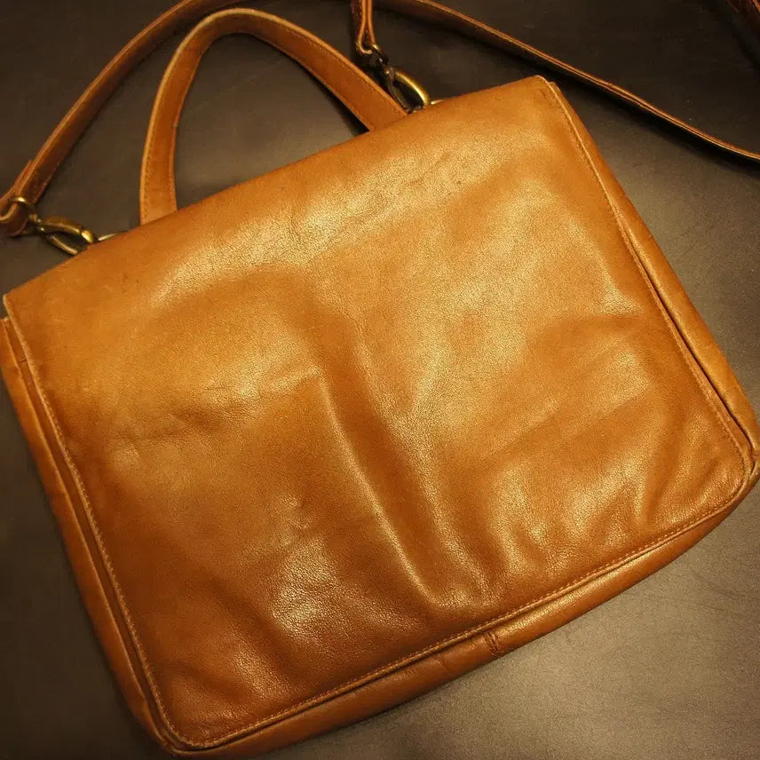 [BUNJANG] Vintage Leather Boston Bag / 7059 가죽 서류가방  보스턴백 가죽가방 빈티지가방 여성가방 남자백