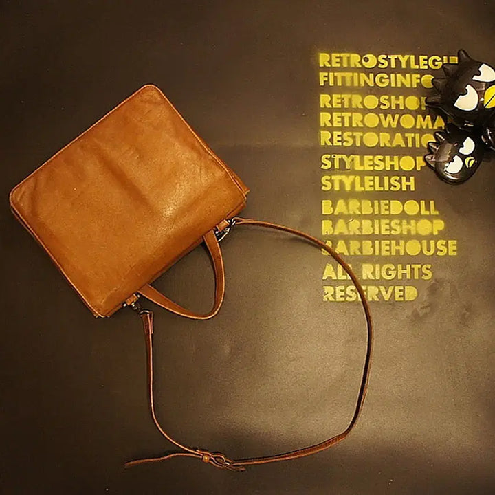 [BUNJANG] Vintage Leather Boston Bag / 7059 가죽 서류가방  보스턴백 가죽가방 빈티지가방 여성가방 남자백