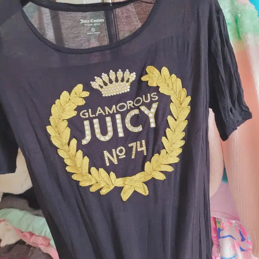 [BUNJANG] Juicy Couture Black No.74 T-Shirt / 쥬시꾸뛰르 블랙 반팔 티셔츠 No.74 xs