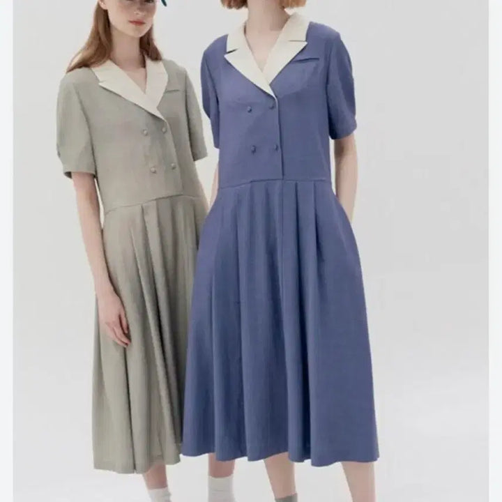 [BUNJANG] Unbranded Double Pleated Long Dress / 카라 더블 플리츠 롱원피스