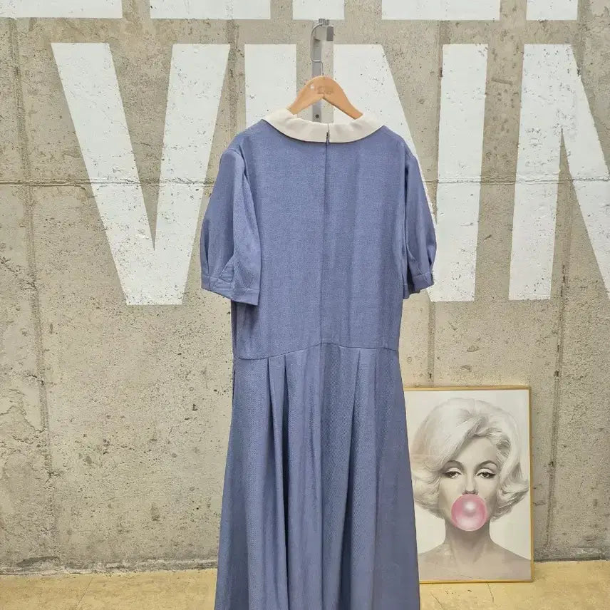 [BUNJANG] Unbranded Double Pleated Long Dress / 카라 더블 플리츠 롱원피스