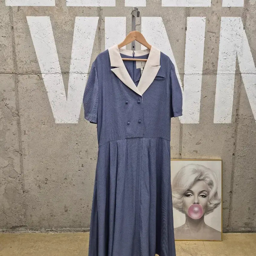 [BUNJANG] Unbranded Double Pleated Long Dress / 카라 더블 플리츠 롱원피스