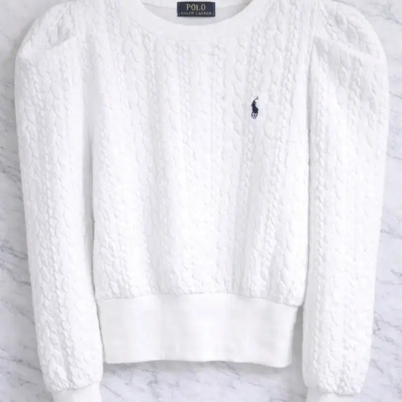 [BUNJANG] Polo Embossed Shirred Sweatshirt / 폴로 엠보 셔링 맨투맨