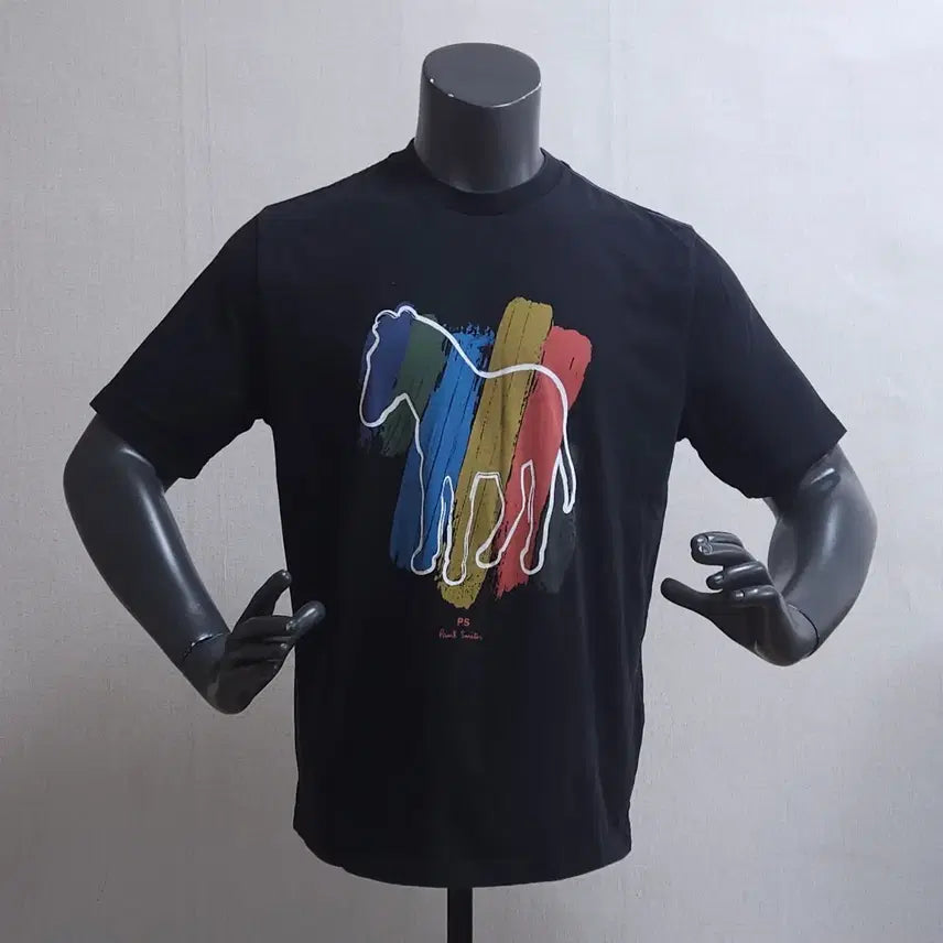 [SOLD OUT] PS 폴스미스 블랙 멀티컬러 말 프린팅 반팔티