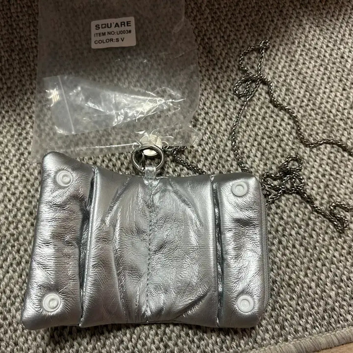 [BUNJANG] Mensa Silver Chain Crossbody Bag / 스퀘어라인 Mensa 멘사 실버 체인 크로스백