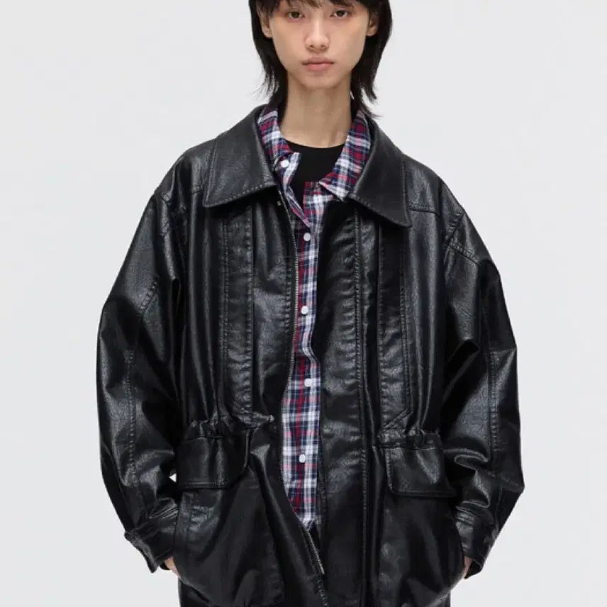 [BUNJANG] Please Project Vegan Leather Middle Jacket / (구해요) 플리즈프로젝트 비건레더미들자켓