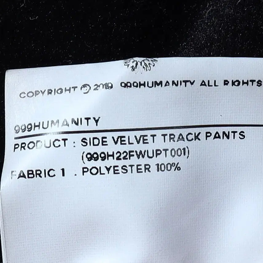 [BUNJANG] 999HUMANITY Velvet Pants / 999휴머니티 999HUMANITY 벨벳 팬츠 3 / k2842