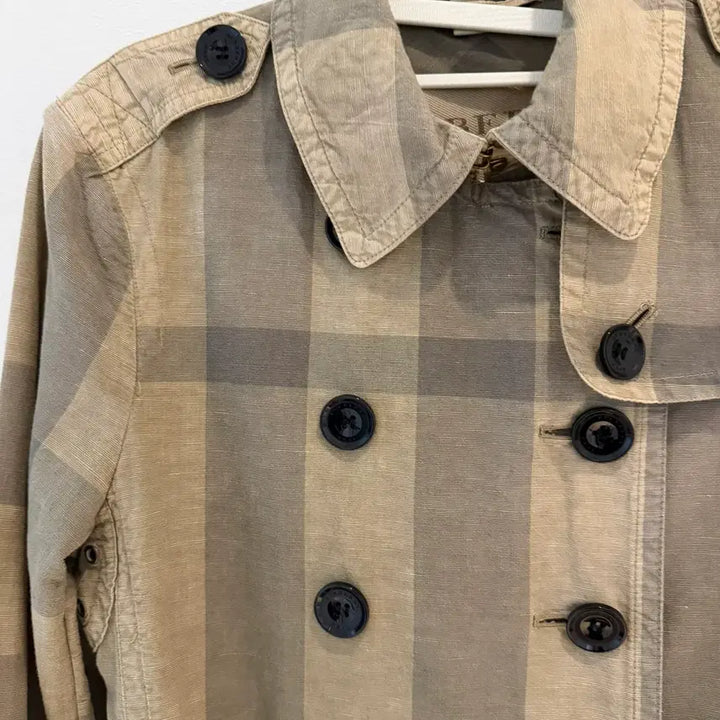 [BUNJANG] Burberry Brit Linen Blend Check Trench Coat / 버버리브릿 린넨 블렌드 체크 트렌치 코트
