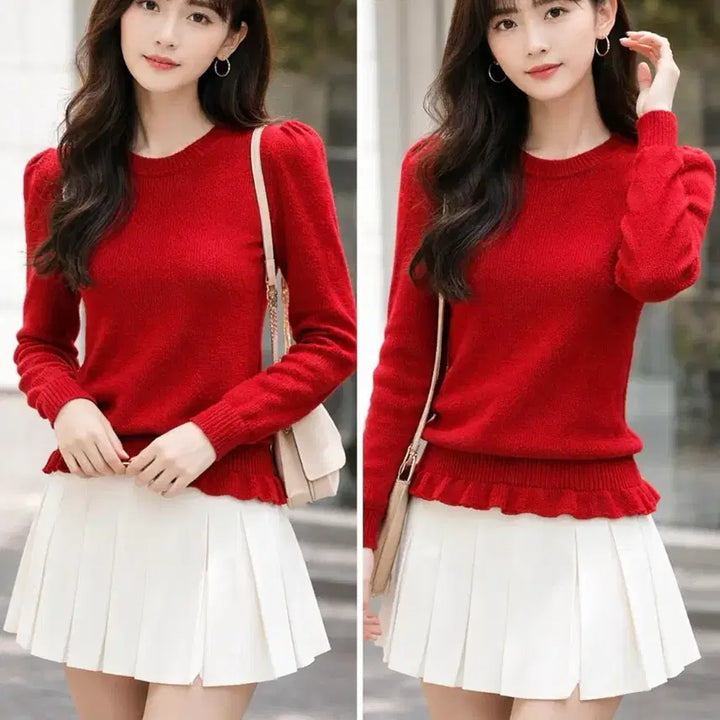 [BUNJANG] Knit Sweater with Gold Thread Detail / 새상품:) 은은하게 반짝이는 금사 포인트 니트