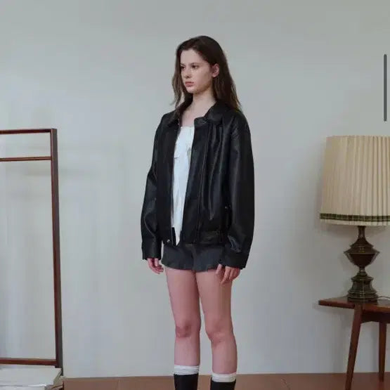[BUNJANG] Le Bain Hailey Leather Jacket Black Minimalist Blouson / 새상품 르베인 헤일리 레더 자켓 블랙 미니멀 블루종 오버핏 비건