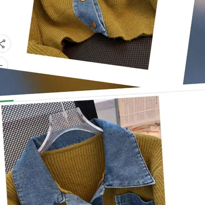 [BUNJANG] Queens Denim Collar Thick Cardigan / @ 퀸즈 데님 카라 도톰 가디건