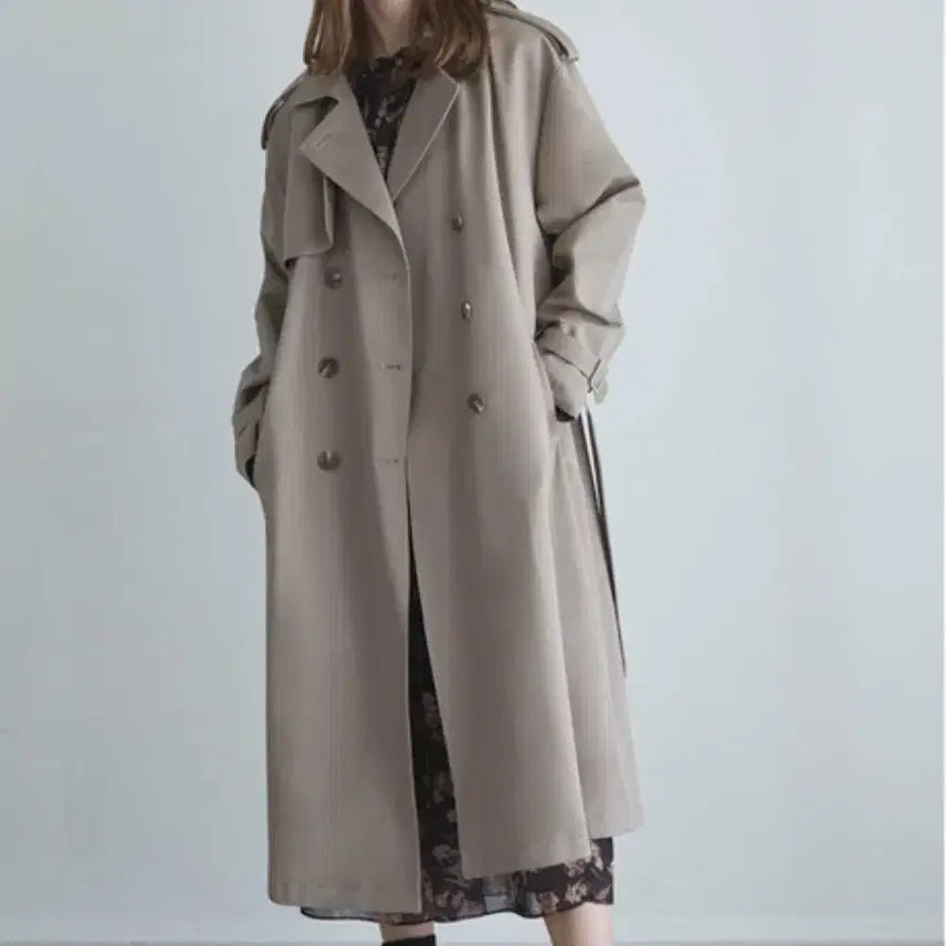 [BUNJANG] Meissom Long Trench Coat Grey Beige / 메이썸 롱 트렌치 코트 그레이베이지