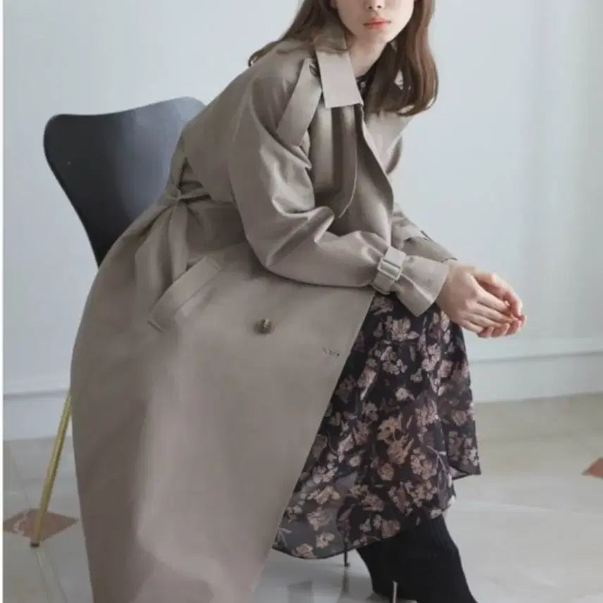 [BUNJANG] Meissom Long Trench Coat Grey Beige / 메이썸 롱 트렌치 코트 그레이베이지