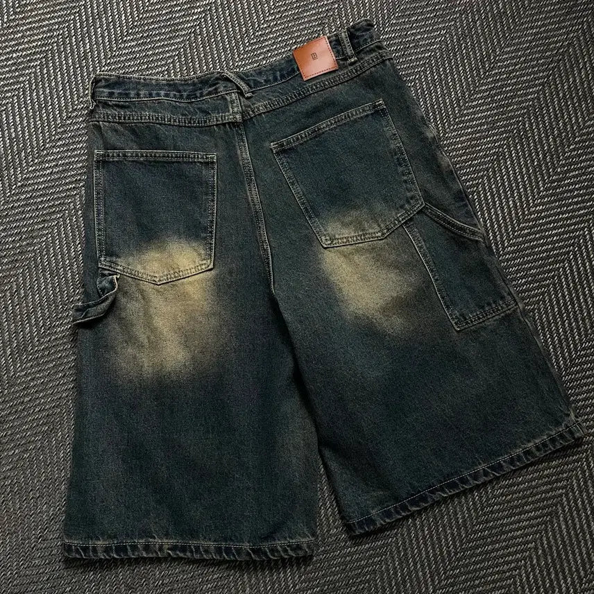 [BUNJANG] Dimitri Black Washed Denim Carpenter Bermuda Pants / 디미트리블랙 워싱 데니 카펜터 버뮤다 팬츠y 4571