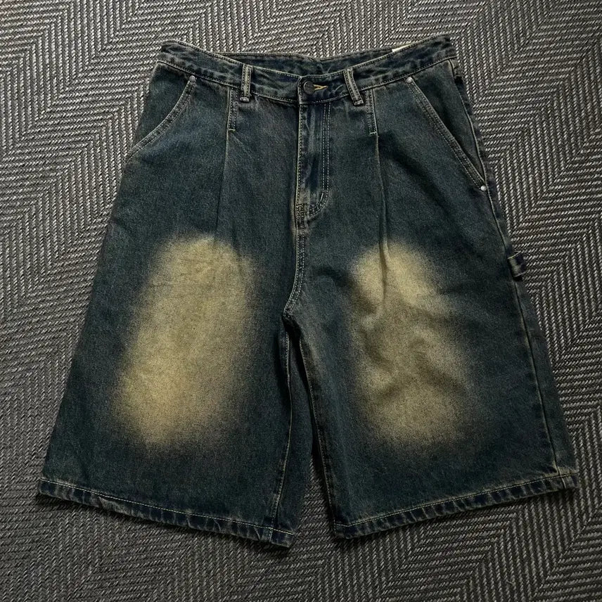 [BUNJANG] Dimitri Black Washed Denim Carpenter Bermuda Pants / 디미트리블랙 워싱 데니 카펜터 버뮤다 팬츠y 4571