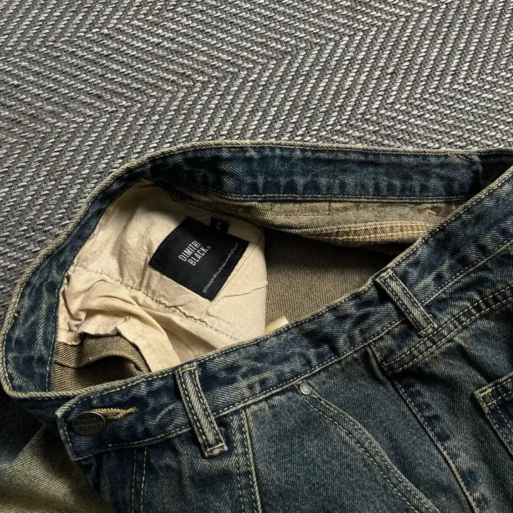 [BUNJANG] Dimitri Black Washed Denim Carpenter Bermuda Pants / 디미트리블랙 워싱 데니 카펜터 버뮤다 팬츠y 4571