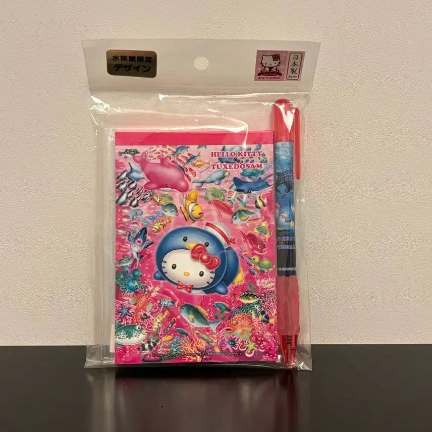 [BUNJANG] Hello Kitty x Tuxedo Sam Aquarium Memo Pad &amp; Pen Set / 고전 키티X턱시도샘 수족관 메모지 + 펜 세트